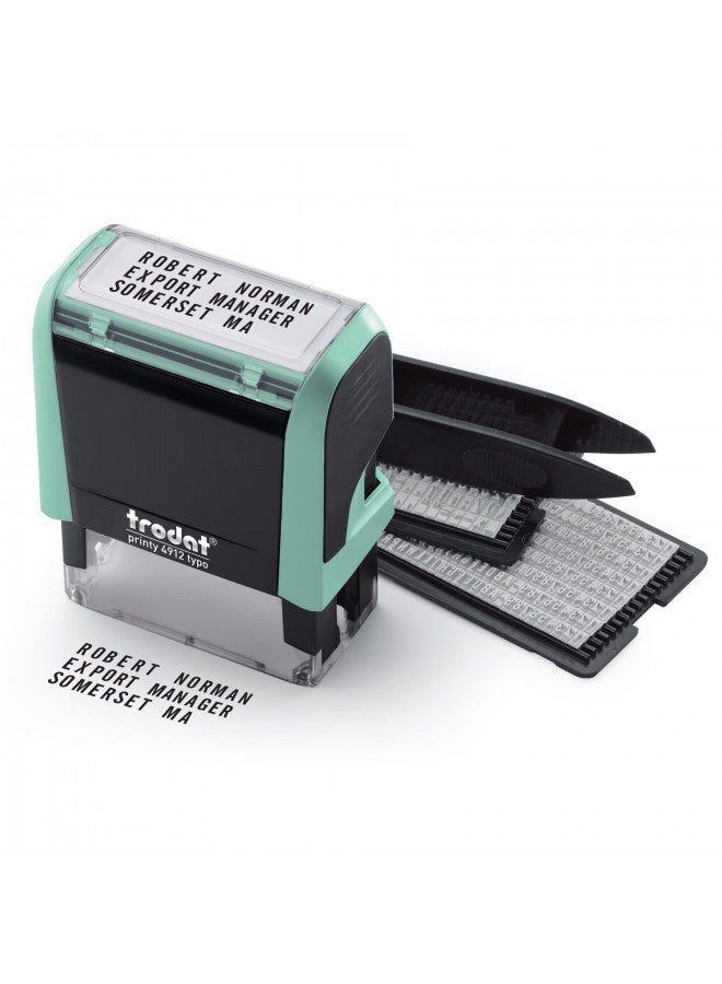 Trodat Trodat Printy 4912 Self Inking Pastel Green Do it Yourself (DIY) 4 line Personalized Custom Message or Address Stamp kit with Black Ink, Impression Size: 3/4 x 1-7/8 inch (180858) - Image 2