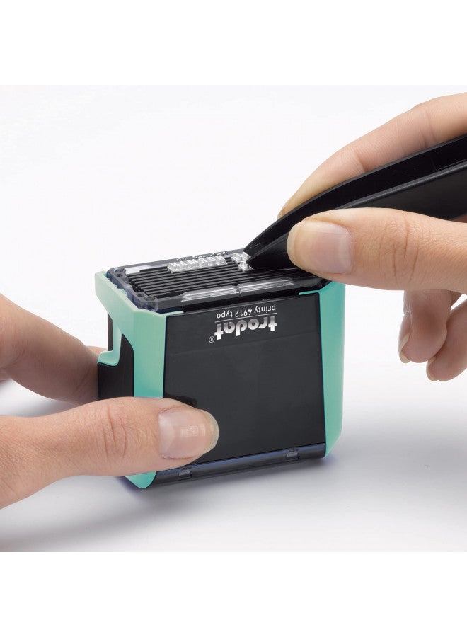 Trodat Trodat Printy 4912 Self Inking Pastel Green Do it Yourself (DIY) 4 line Personalized Custom Message or Address Stamp kit with Black Ink, Impression Size: 3/4 x 1-7/8 inch (180858) - Image 3