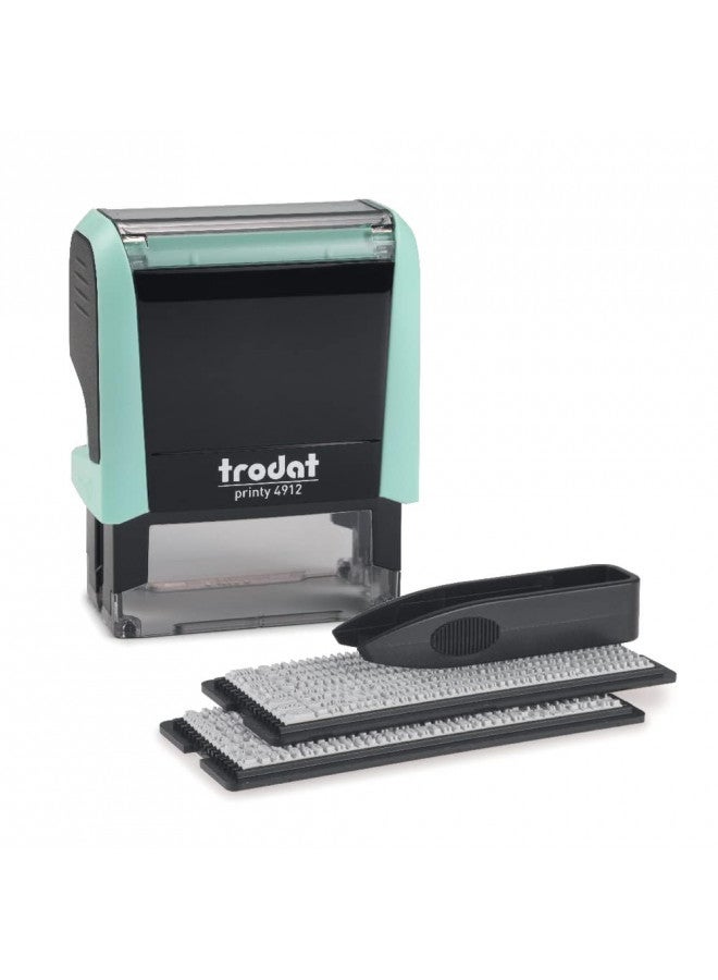 Trodat Trodat Printy 4912 Self Inking Pastel Green Do it Yourself (DIY) 4 line Personalized Custom Message or Address Stamp kit with Black Ink, Impression Size: 3/4 x 1-7/8 inch (180858) - Image 1