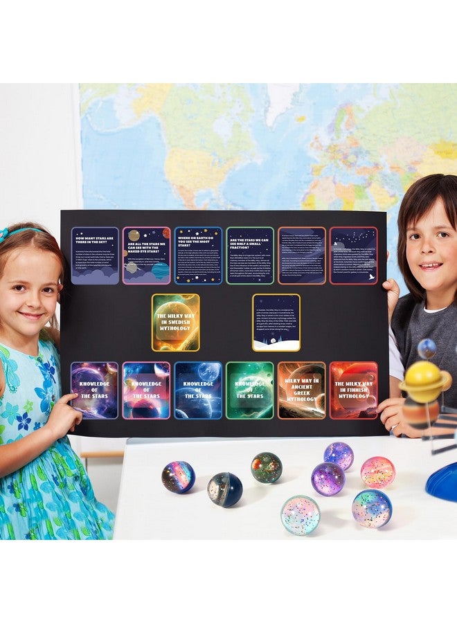 بليلي 16 قطعة من ألعاب النظام الشمسي للأطفال، كرات نطاطة مقاس 45 مم، وبطاقات تعليمية على شكل مجرة للأطفال، هدايا حفلات، ألعاب تعليمية، ألعاب فضاء للأطفال - Image 4
