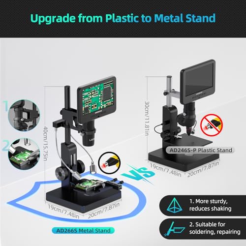 Andonstar AD266S 20X-5000X HDMI Digital Microscope, 5 Lens 2160P UHD Video Record, 7'' LCD Microscope for Adults Kids, Home Lab Biological Kit with Slides, Coin Full View - Image 3