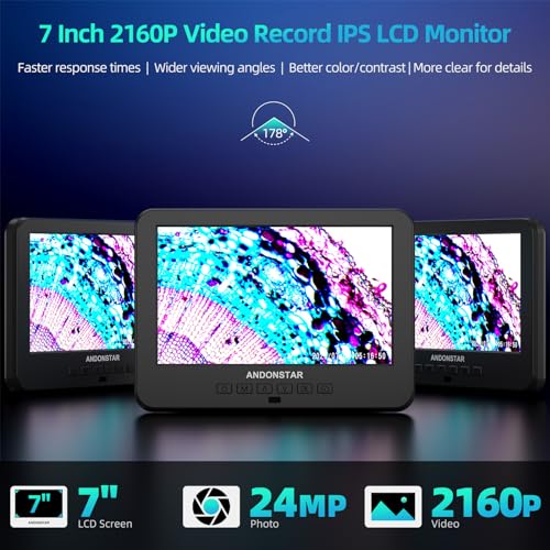 Andonstar AD266S 20X-5000X HDMI Digital Microscope, 5 Lens 2160P UHD Video Record, 7'' LCD Microscope for Adults Kids, Home Lab Biological Kit with Slides, Coin Full View - Image 5