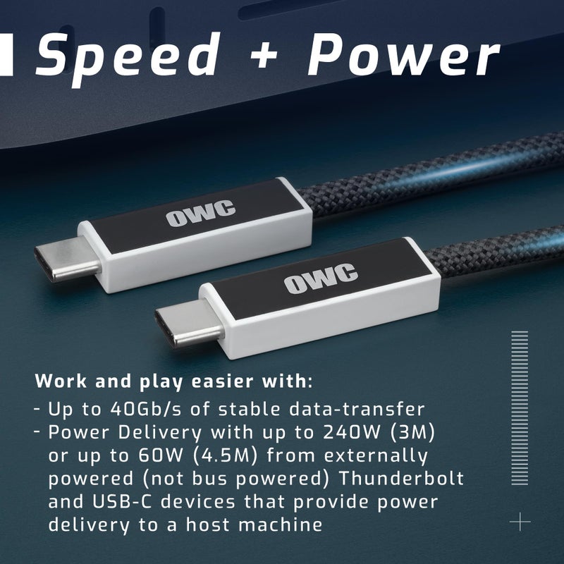 OWC 3.0M (10') USB4 (40Gb/s) Active Optical Cable, 240 watt Power delivery Support - Image 2