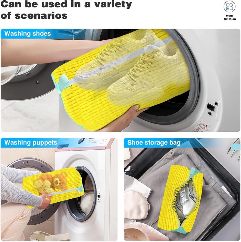 NAITIK CREATION Premium Sneaker Washing Bag for Washing Machine | Thick Chenille Microfiber Shoe Laundry Protector with Secure Zipper | Reusable Shoe Cleaner Bag for Washer & Dryer - Image 5