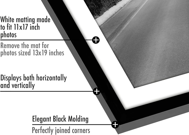Americanflat 13x19 Picture Frame in Black, 2 Pack - Use as 11x17 Picture Frame with Mat - Includes Sawtooth Hanging Hardware For Horizontal or Vertical Display - Image 3