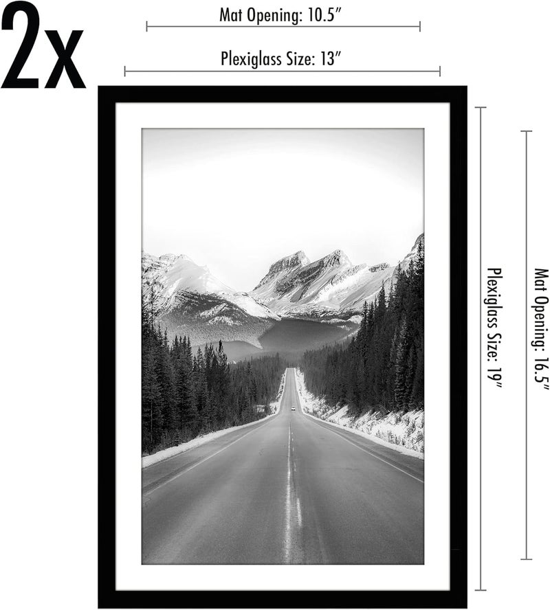 Americanflat 13x19 Picture Frame in Black, 2 Pack - Use as 11x17 Picture Frame with Mat - Includes Sawtooth Hanging Hardware For Horizontal or Vertical Display - Image 2