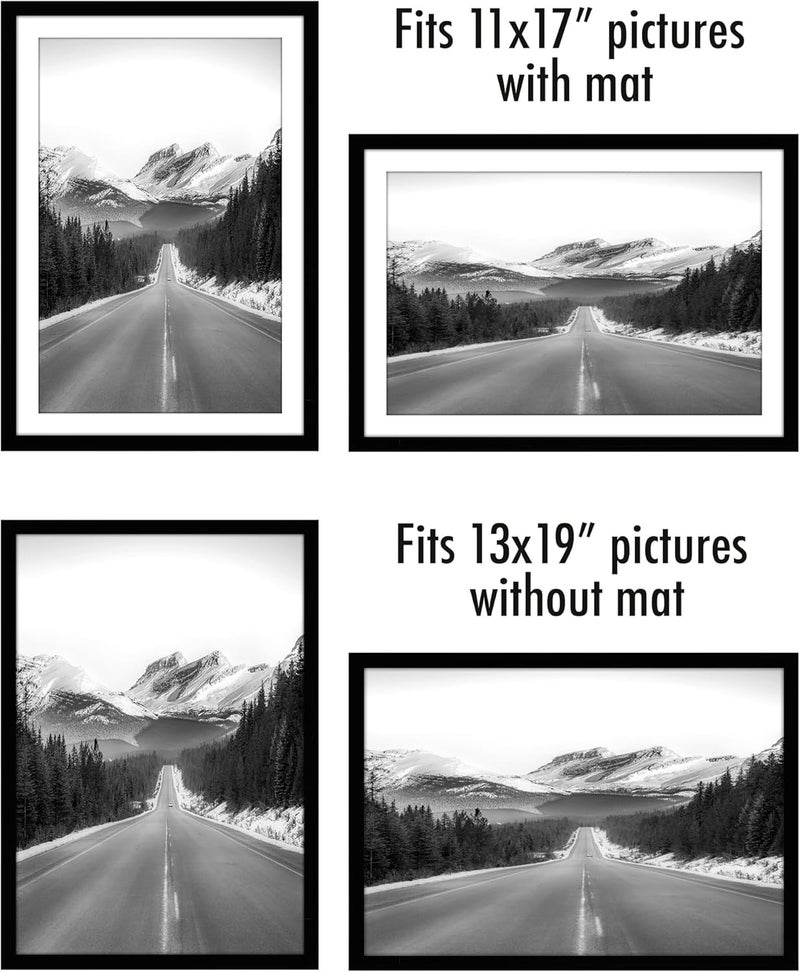 Americanflat 13x19 Picture Frame in Black, 2 Pack - Use as 11x17 Picture Frame with Mat - Includes Sawtooth Hanging Hardware For Horizontal or Vertical Display - Image 4