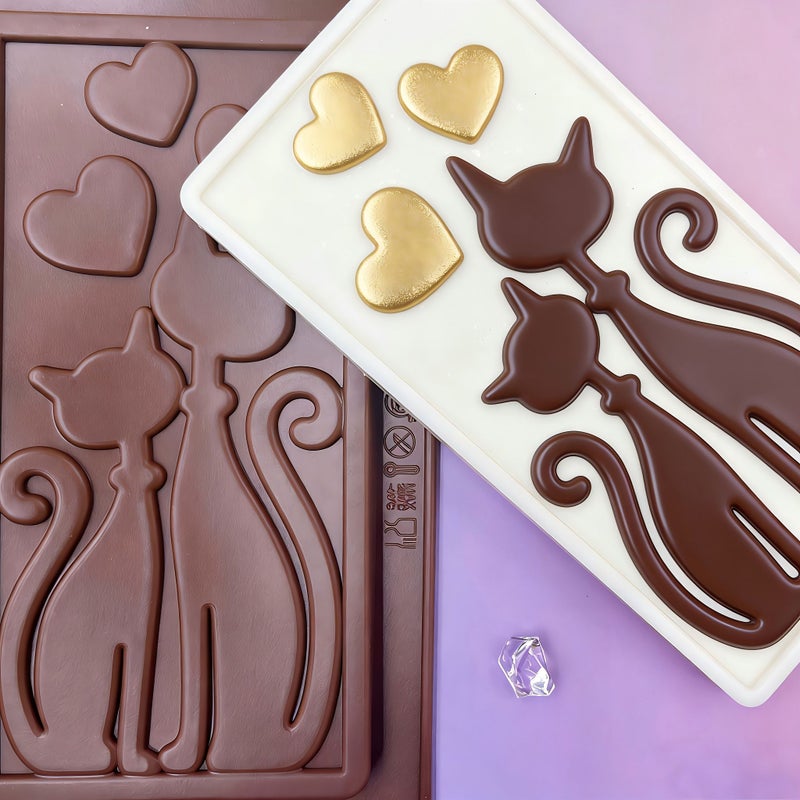 Silicone Mold 2 Cats Shape For Candy Chocolate Fondant Cookie Baking Soap Candle Handmade Valentine Birthday New Year Holiday Baking Supply - Image 4