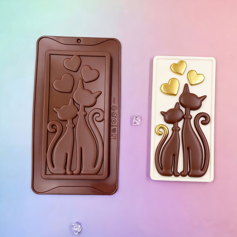 Silicone Mold 2 Cats Shape For Candy Chocolate Fondant Cookie Baking Soap Candle Handmade Valentine Birthday New Year Holiday Baking Supply - Image 5