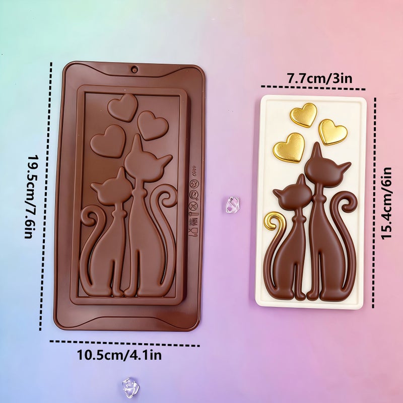 Silicone Mold 2 Cats Shape For Candy Chocolate Fondant Cookie Baking Soap Candle Handmade Valentine Birthday New Year Holiday Baking Supply - Image 3