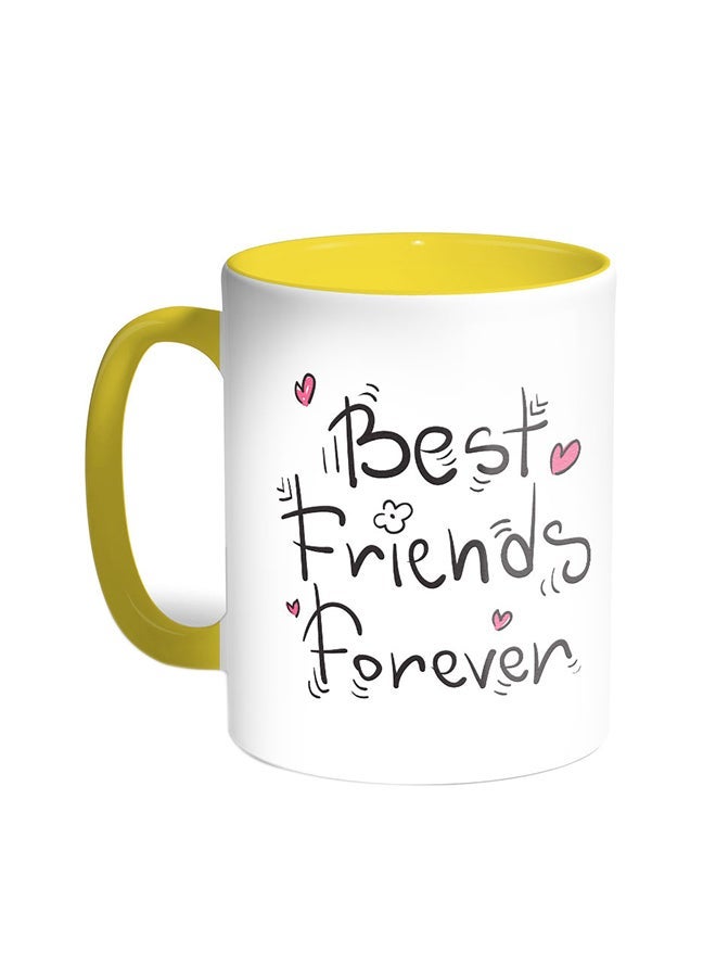 RYN Best Friends Forever Printed Coffee Mug Yellow/White 11ounce