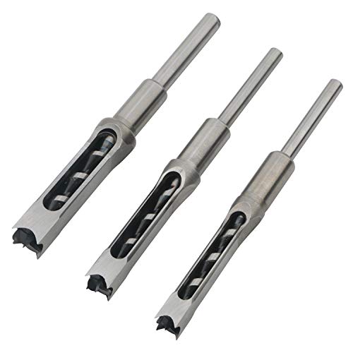Rowiz 3pcs Woodworking Square Hole Drill Bits Mortising Chisel Set, Countersink Bits Woodworker Hole Saw Power Tool Kits Tool Set 9/16, 5/8, 3/4-Inch - Image 1