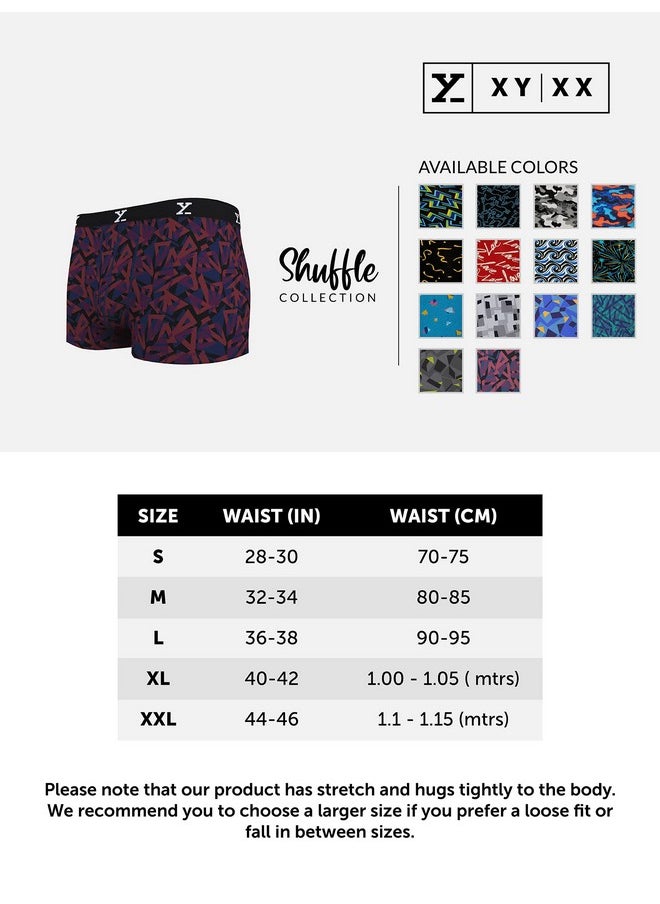 XYXX XYXX Men's Modal Slim Geometric Trunks (Pack of 2) (XY_R5_TRNK_02_Triad Red + Prism Grey_L)  - Image 3