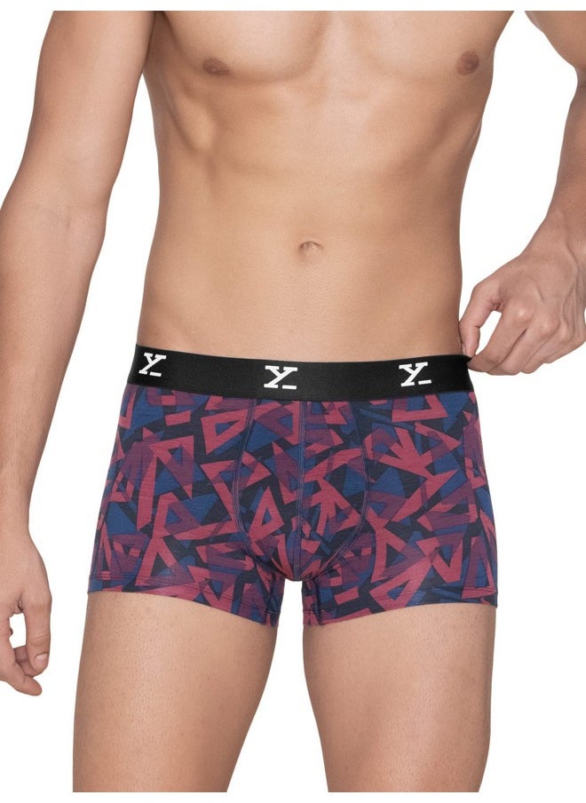 XYXX XYXX Men's Modal Slim Geometric Trunks (Pack of 2) (XY_R5_TRNK_02_Triad Red + Prism Grey_L)  - Image 5