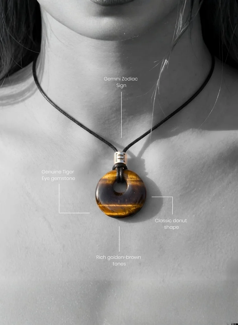 British Fossils Zodiac Pendant Gemini - Tiger Eye