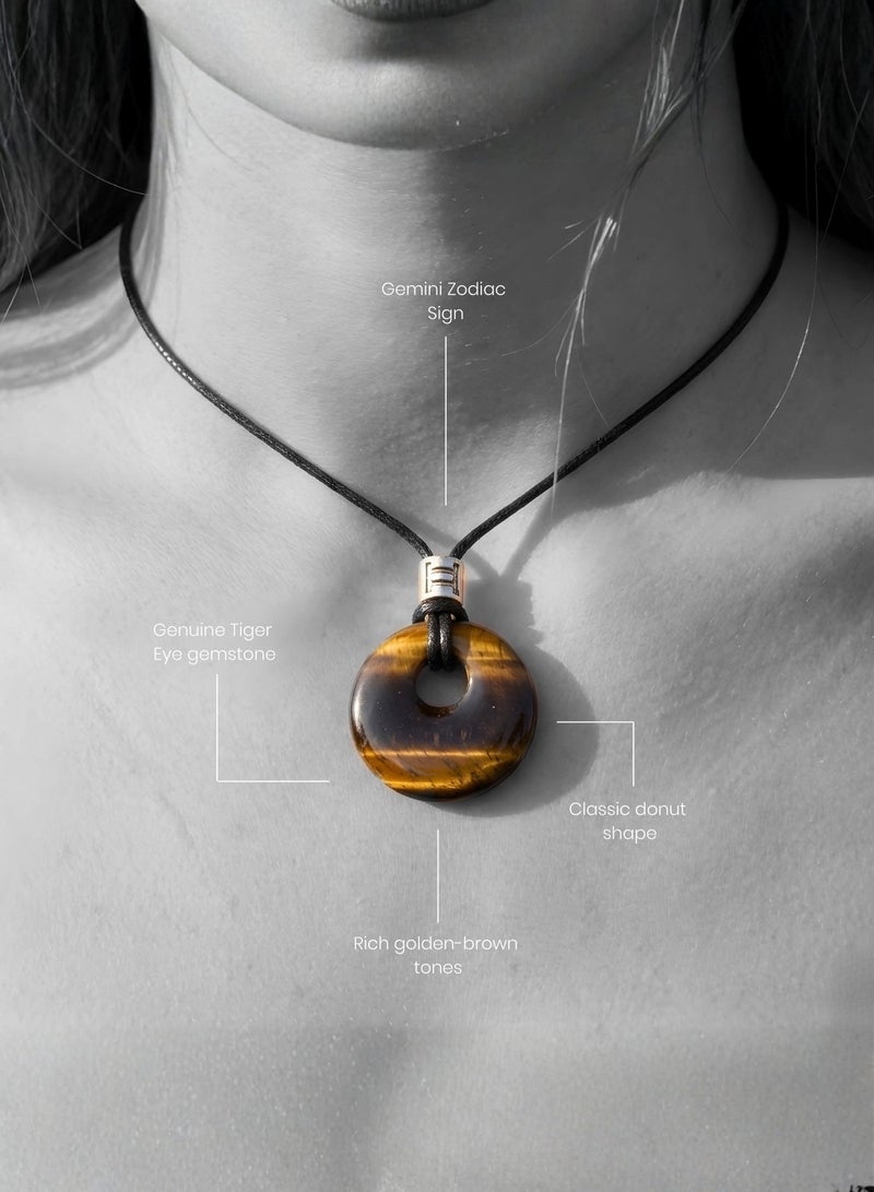 British Fossils Zodiac Pendant Gemini - Tiger Eye - Image 1