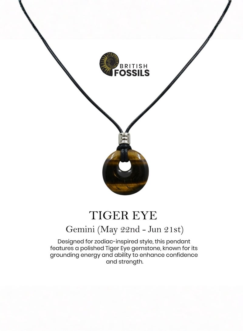 British Fossils Zodiac Pendant Gemini - Tiger Eye - Image 3