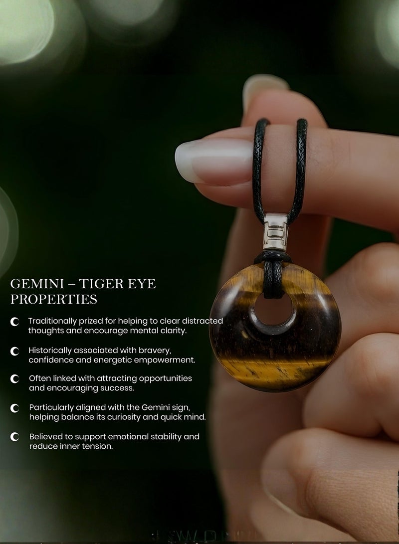 British Fossils Zodiac Pendant Gemini - Tiger Eye - Image 4