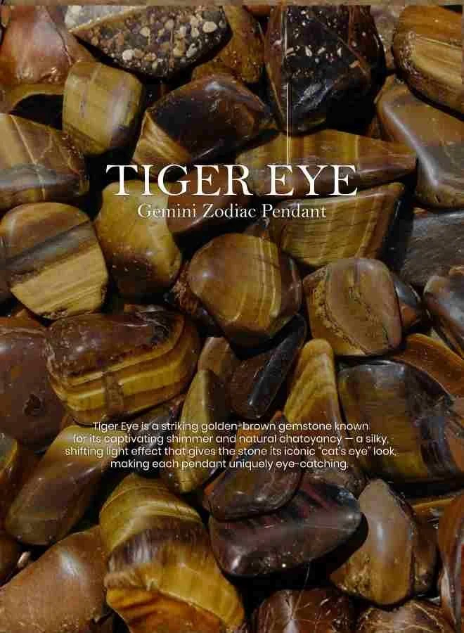 British Fossils Zodiac Pendant Gemini - Tiger Eye