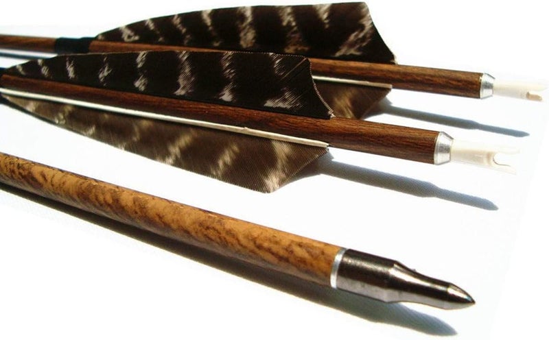 Letszhu Archery Carbon Arrows Wooden Grain Shaft 500 Spine with Feather Fletching for Hunting Target Shooting - Image 5