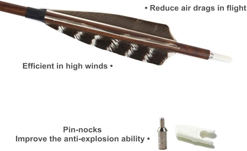 Letszhu Archery Carbon Arrows Wooden Grain Shaft 500 Spine with Feather Fletching for Hunting Target Shooting - Image 4