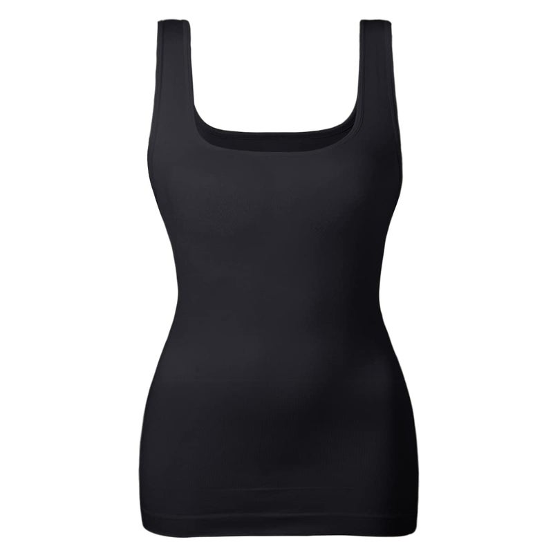 EUYZOU Women's Tummy Control Shapewear Tank Tops Seamless Square Neck Compression Tops Slimming Body Shaper Camisole-Black XXL - Image 1
