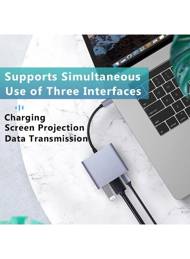 USB C to HDMI Adapter for Mac, 3-in-1 USB C HDMI Adapter with 4K HDMI Output USB 3.0 Port & PD 100W Fast Charging Port for MacBook Pro, iPhone 15, Samsung Gaalaxy S24/S23, Dell XPS - Image 3