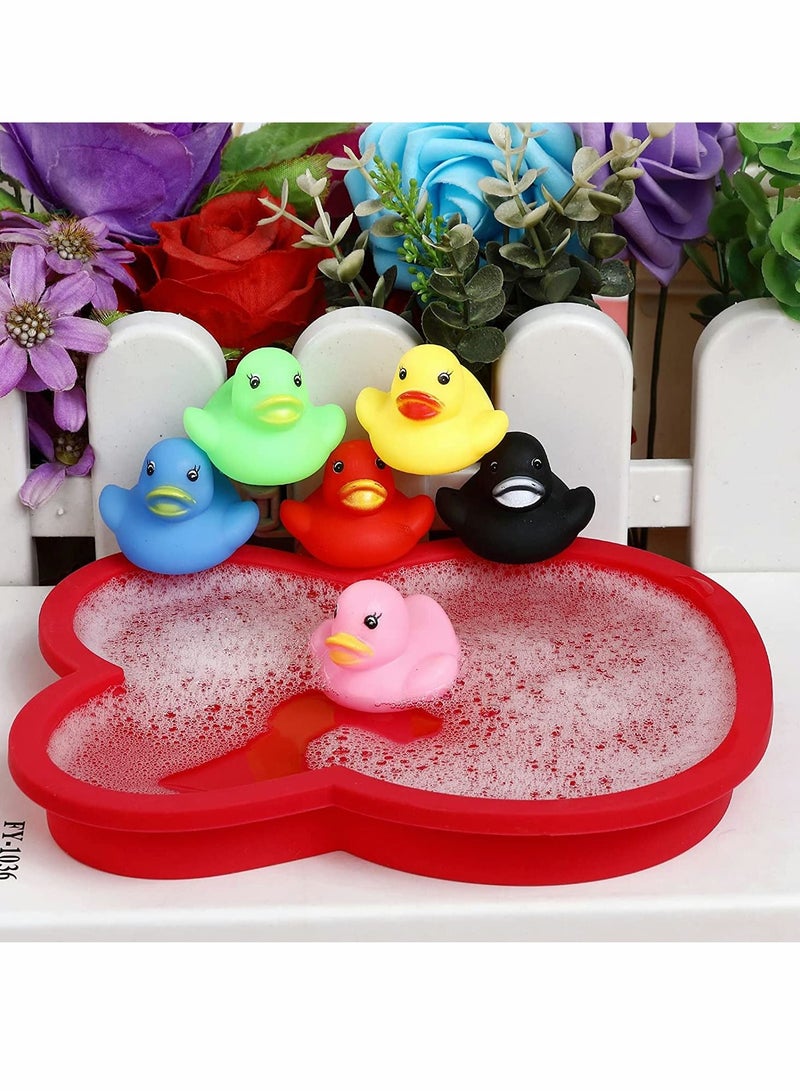 SYOSI Small Rubber Ducks 50 Pcs Multicolor Mini Rubber Ducky Float Ducks Baby Bath Toy, Great for Jeep Ducking Shower Birthday Party Carnival Game Gift(1.6 L 1.5 W 1.4 H 6 Colors) - Image 4