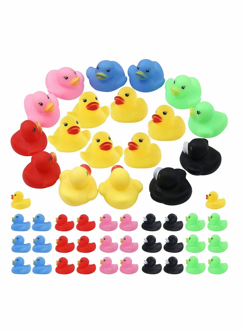 SYOSI Small Rubber Ducks 50 Pcs Multicolor Mini Rubber Ducky Float Ducks Baby Bath Toy, Great for Jeep Ducking Shower Birthday Party Carnival Game Gift(1.6 L 1.5 W 1.4 H 6 Colors) - Image 1