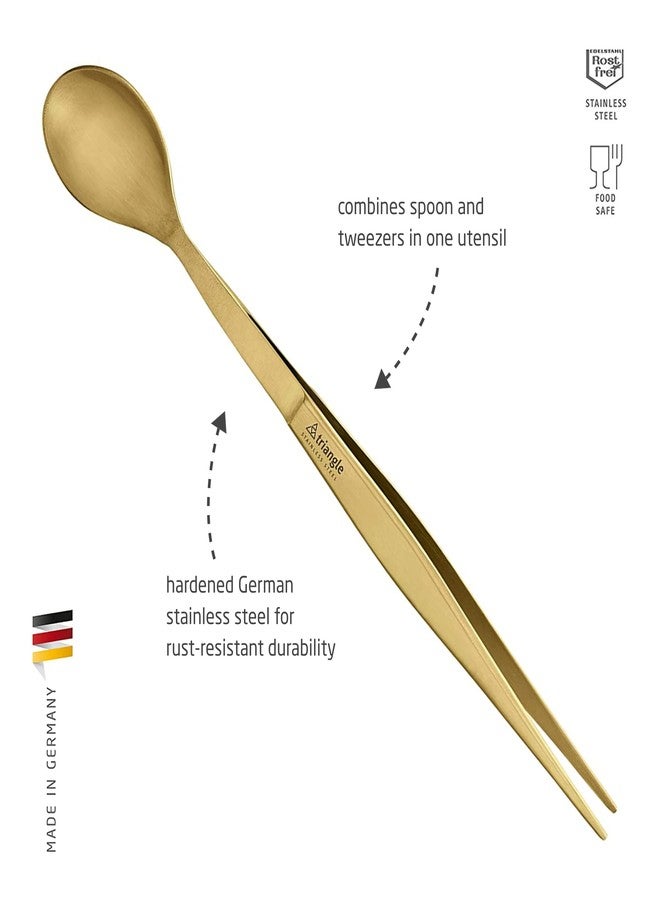 triangle FinalTouch Tasting Spoon, Gold - 5.5 in. (14 cm) - Stainless Steel Spoon & Tweezers - Dishwasher Safe - Image 4