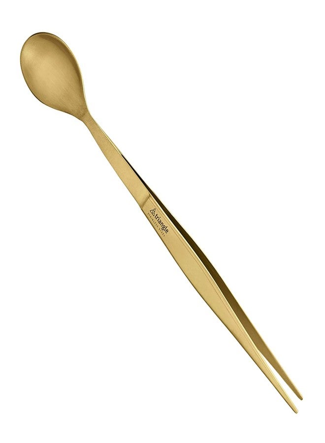 triangle FinalTouch Tasting Spoon, Gold - 5.5 in. (14 cm) - Stainless Steel Spoon & Tweezers - Dishwasher Safe - Image 2