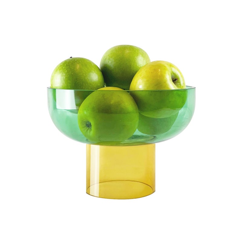 Cloudnola Reversible Decorative Glass Bowl, Green and Yellow, 7" dia x 5", For Entertaining, Fruit Bowl, Centerpiece Bowl, Ideal Gift for Weddings, Birthday, Anniversary or Any Occasion - Image 1