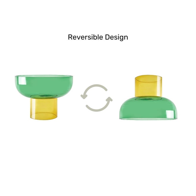 Cloudnola Reversible Decorative Glass Bowl, Green and Yellow, 7" dia x 5", For Entertaining, Fruit Bowl, Centerpiece Bowl, Ideal Gift for Weddings, Birthday, Anniversary or Any Occasion - Image 4