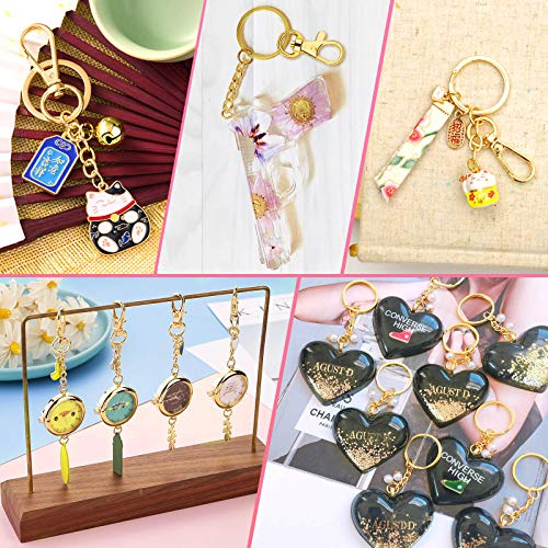 PAXCOO Gold Keychain Rings for Craft, Paxcoo 100pcs Keychain Hardware Kit Includes 50Pcs Key Chain Hooks and 50pcs Key Rings, Bulk Keychain Making Supplies for Resin Craft, Acrylic Blanks - Image 3