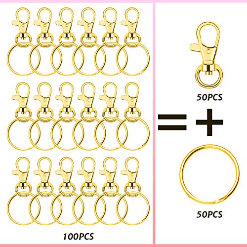 PAXCOO Gold Keychain Rings for Craft, Paxcoo 100pcs Keychain Hardware Kit Includes 50Pcs Key Chain Hooks and 50pcs Key Rings, Bulk Keychain Making Supplies for Resin Craft, Acrylic Blanks - Image 4
