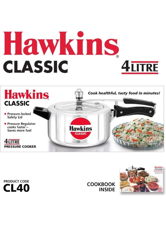 Hawkins 4 Liters Classic Aluminium Pressure Cooker,With Inner Lid,Silver  - Image 2