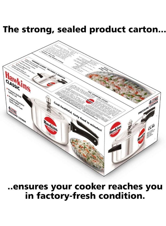 Hawkins 4 Liters Classic Aluminium Pressure Cooker,With Inner Lid,Silver  - Image 4