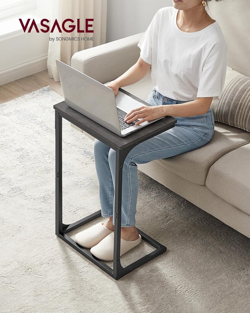 VASAGLE C-Shaped End Table, Side Table for Sofa, Couch with Metal Frame, Small TV Tray for Living Room, Bedroom in Misty Gray and Black ULET353B68 - Image 3