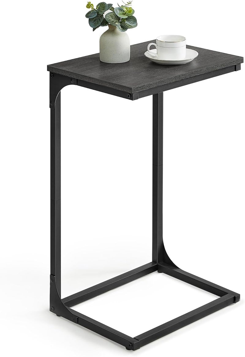 VASAGLE C-Shaped End Table, Side Table for Sofa, Couch with Metal Frame, Small TV Tray for Living Room, Bedroom in Misty Gray and Black ULET353B68 - Image 1