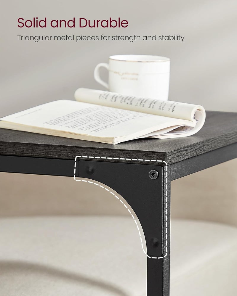 VASAGLE C-Shaped End Table, Side Table for Sofa, Couch with Metal Frame, Small TV Tray for Living Room, Bedroom in Misty Gray and Black ULET353B68 - Image 4