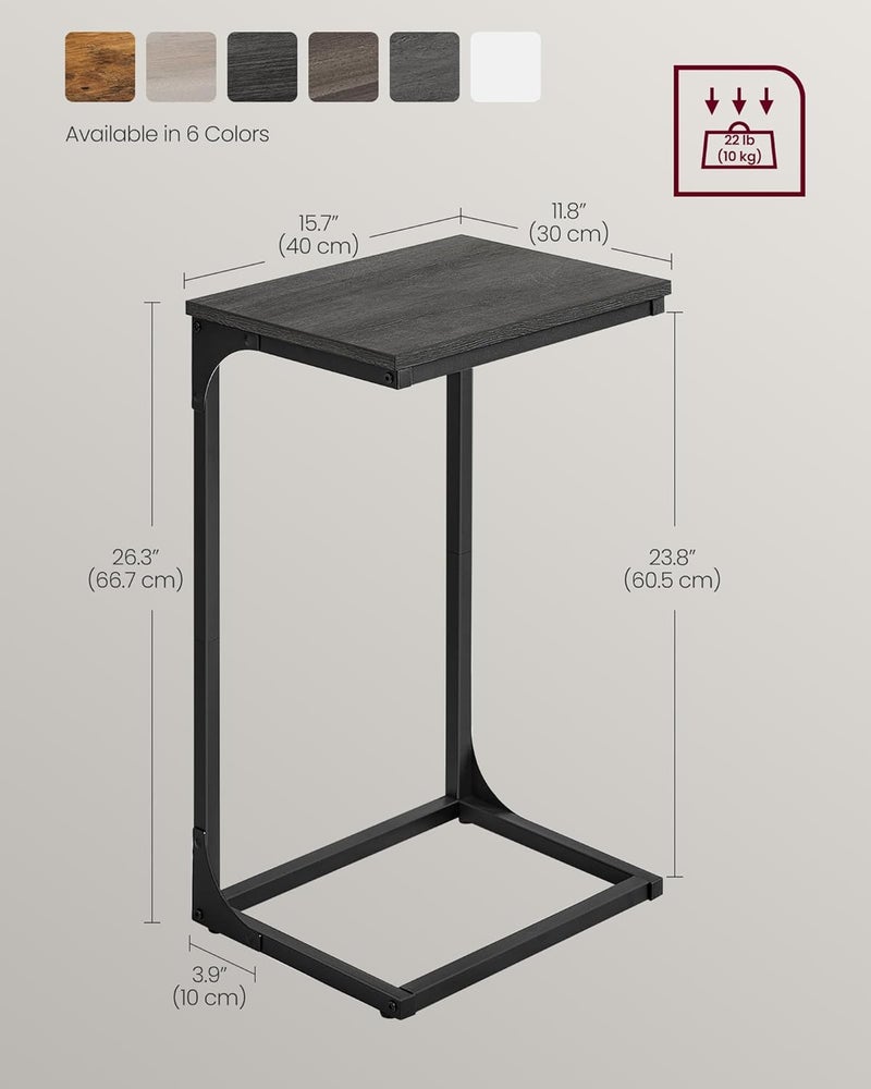 VASAGLE C-Shaped End Table, Side Table for Sofa, Couch with Metal Frame, Small TV Tray for Living Room, Bedroom in Misty Gray and Black ULET353B68 - Image 5