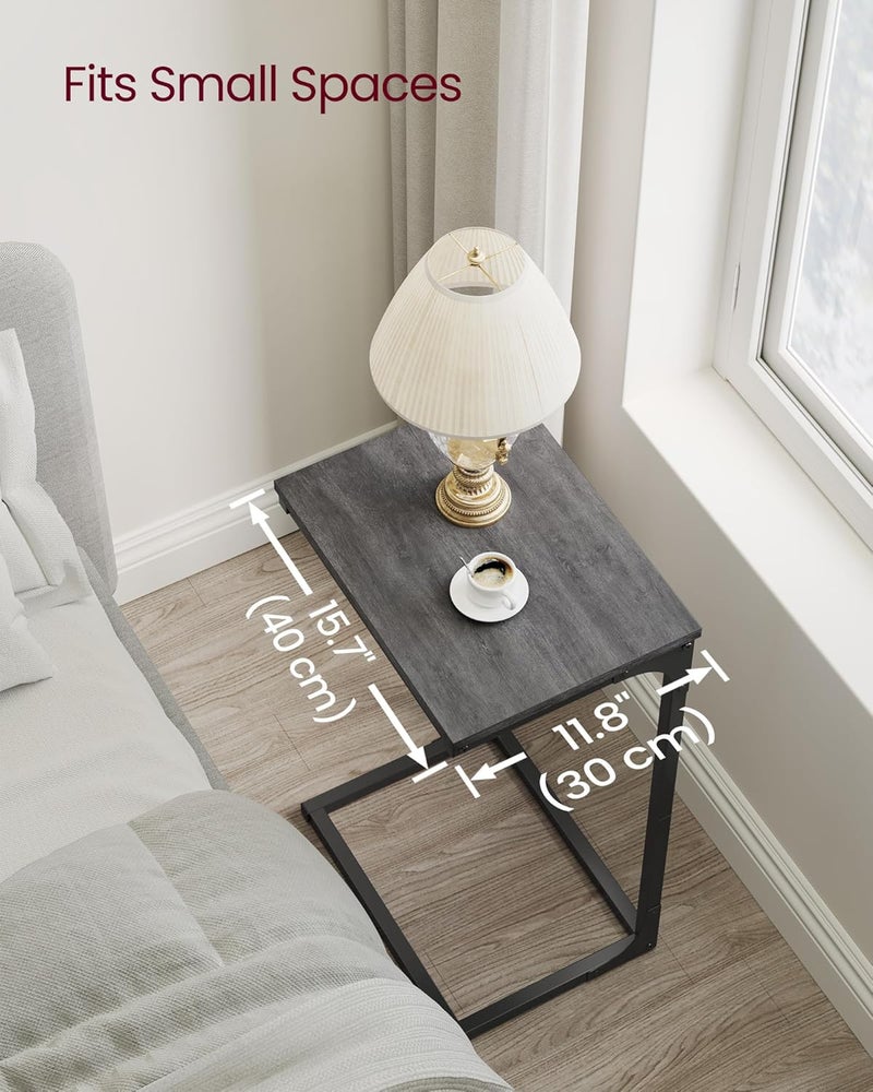 VASAGLE C-Shaped End Table, Side Table for Sofa, Couch with Metal Frame, Small TV Tray for Living Room, Bedroom in Misty Gray and Black ULET353B68 - Image 2