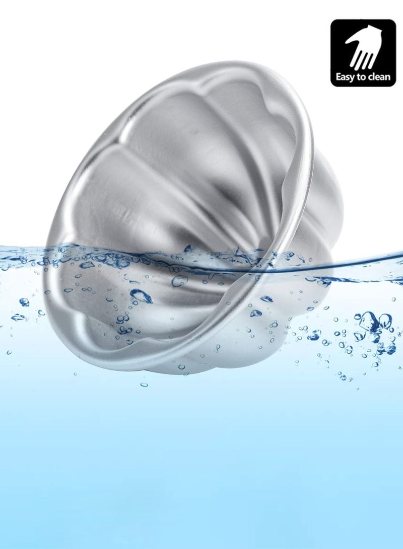 12 Pack Flower Shaped Egg Tart Molds, Aluminum Alloy Pudding and Cake Baking Cups, Reusable Cupcake Muffin Jelly Non-Stick Kitchen Accessories - Image 4