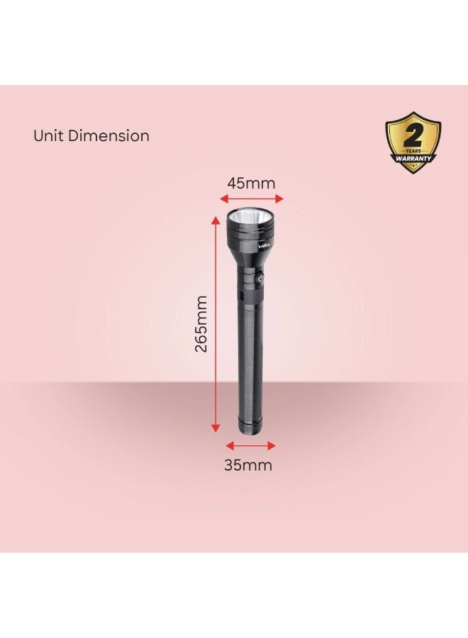 Sanford Treklite 2-in-1 Rechargeable LED Flashlight Torch Combo, 10W, 1000 Lumens, 7000mAh Battery, Long Range up to 2500M, Aluminum Alloy Body, Black (2-Piece Set) - TL201SLC - Image 2