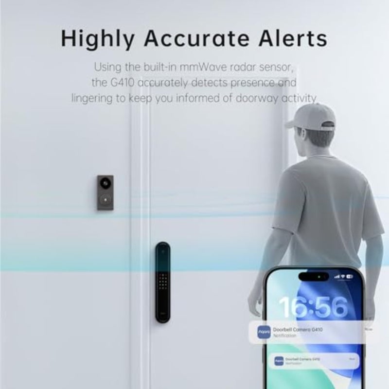 كاميرا جرس الباب الذكية G410 مع رنين، 2K، فيديو آمن HomeKit، صوت ثنائي الاتجاه، محور مادة مدمج، لاسلكي/سلكي، يدعم Apple Home، Alexa، Google، Home Assistant، 2.4G/5 جيجا هرتز Wi-Fi، أسود - Image 4
