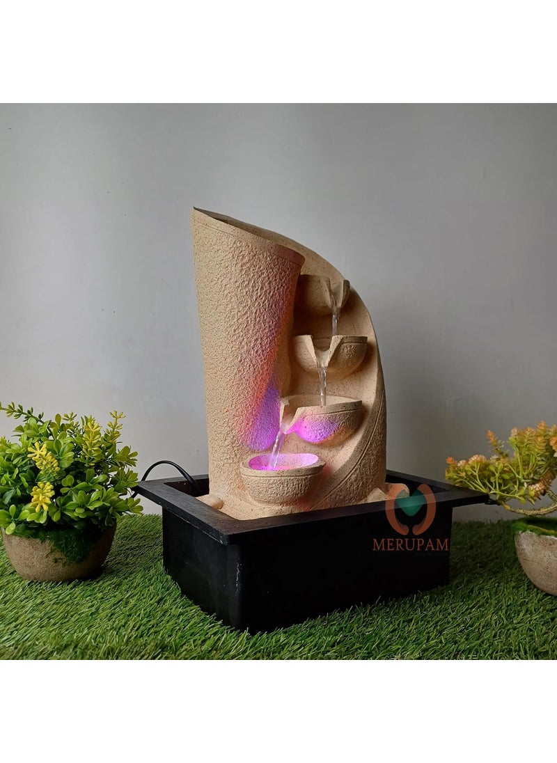 MERUPAM Merupam Tabletop Water Fountain for Home Decor with Multicolor LED Light Meditation Relaxing Indoor Decoration Zen Fountain for Home Office Bedroom Decoration M18  - Image 2