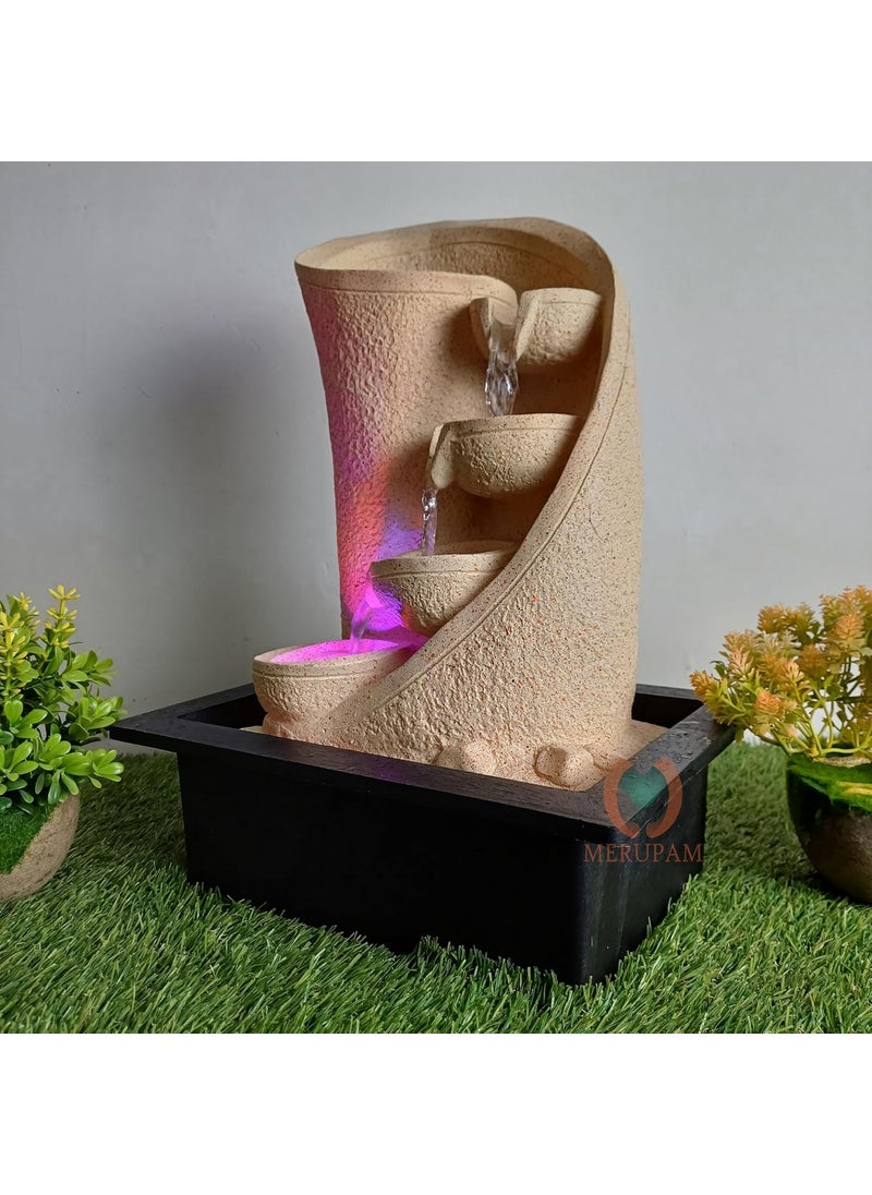 MERUPAM Merupam Tabletop Water Fountain for Home Decor with Multicolor LED Light Meditation Relaxing Indoor Decoration Zen Fountain for Home Office Bedroom Decoration M18  - Image 3