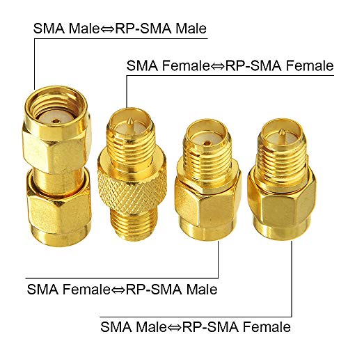Superbat SMA Female/Male to RP-SMA Female/Male RF Coaxial Coax Adapter Connector Kit - Image 2
