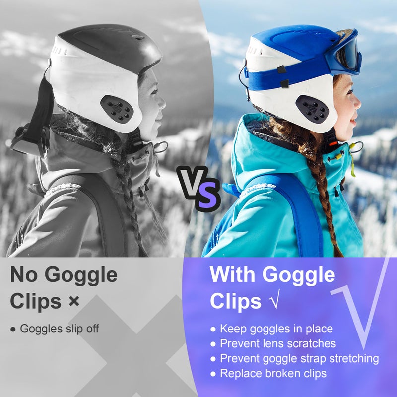 Feekoon 2 Pack Goggle Clip, Ski Helmet Goggle Clip Replacement, Ski Goggles Retention System, Winter Sports Accessories, Keeping the Goggles in Place(Black) - Image 4
