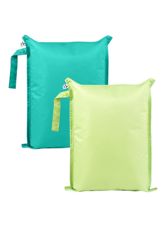 Tiny Twinkle Mess Proof Wet Bags | 2-Pack Reusable Waterproof Wet Bags for Swimsuits | Baby Clothes | Travel & Diaper Bag (Rainforest) - Image 1